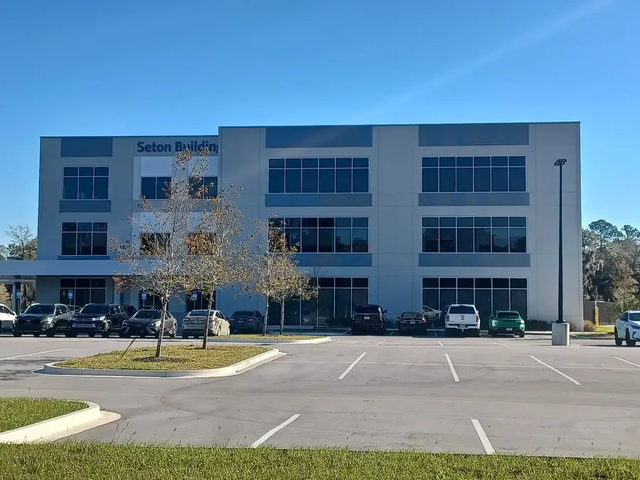Three-story office building with ribbon windows
