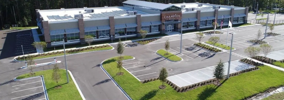 Aerial view of a commercial campus