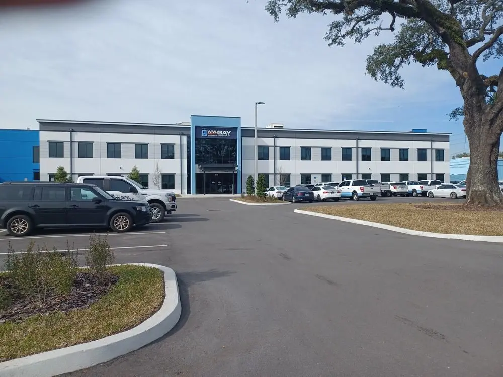 Three-story office building with ribbon windows